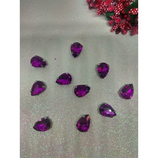 Стразы в цапах "Капля" цв. фуксия, цена за 1 шт